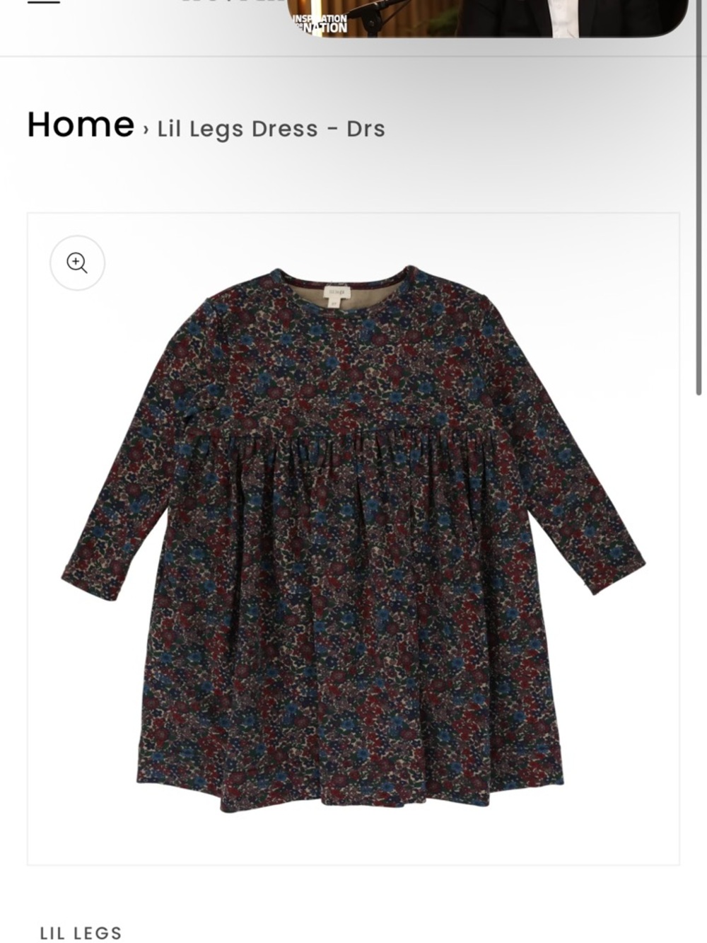 Girls' Long Sleeve Floral Dress - Navy Multi